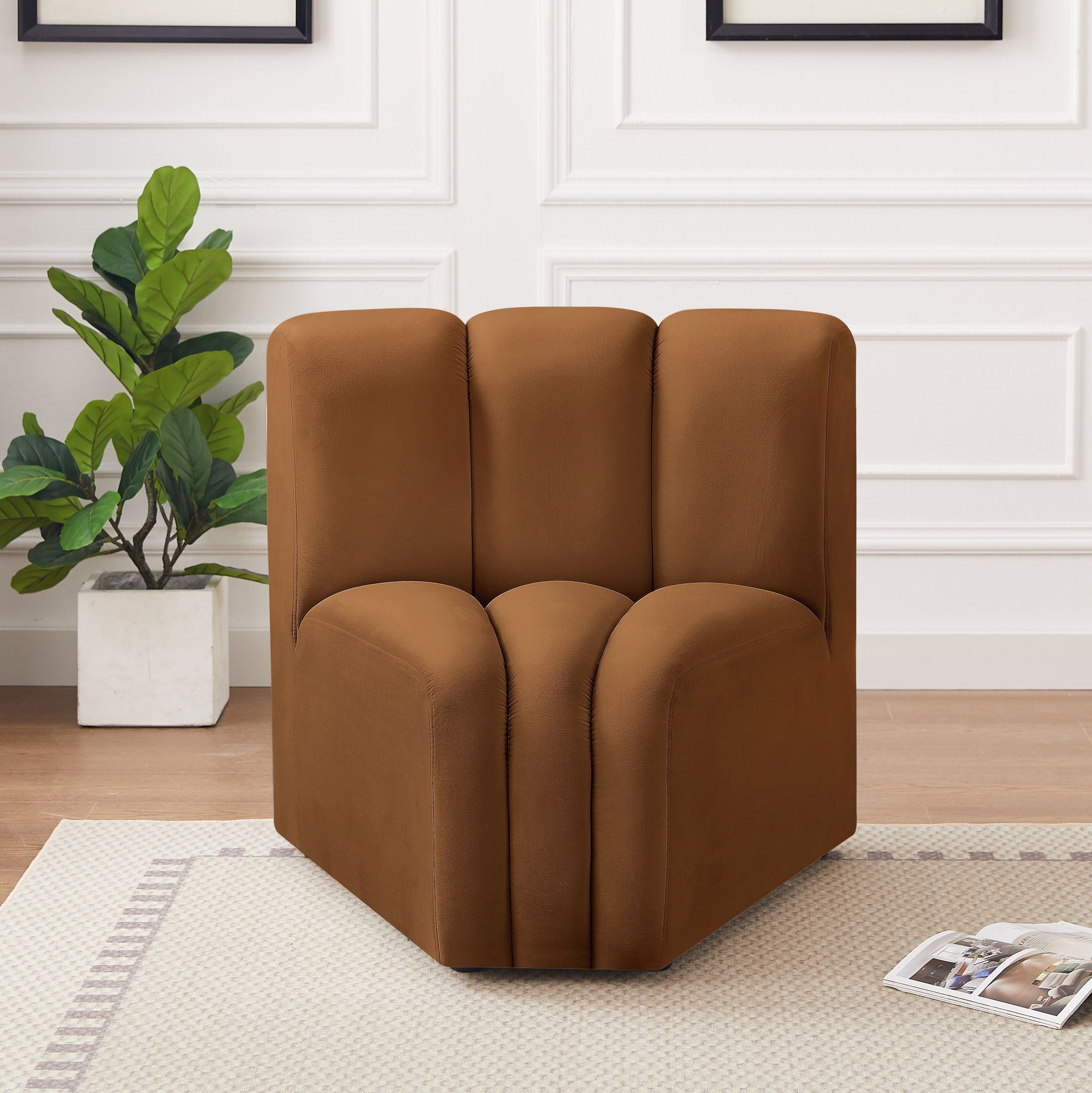 Arc - Velvet Curved Corner Chair - Saddle - Urban Living Furniture (Los Angeles, CA)