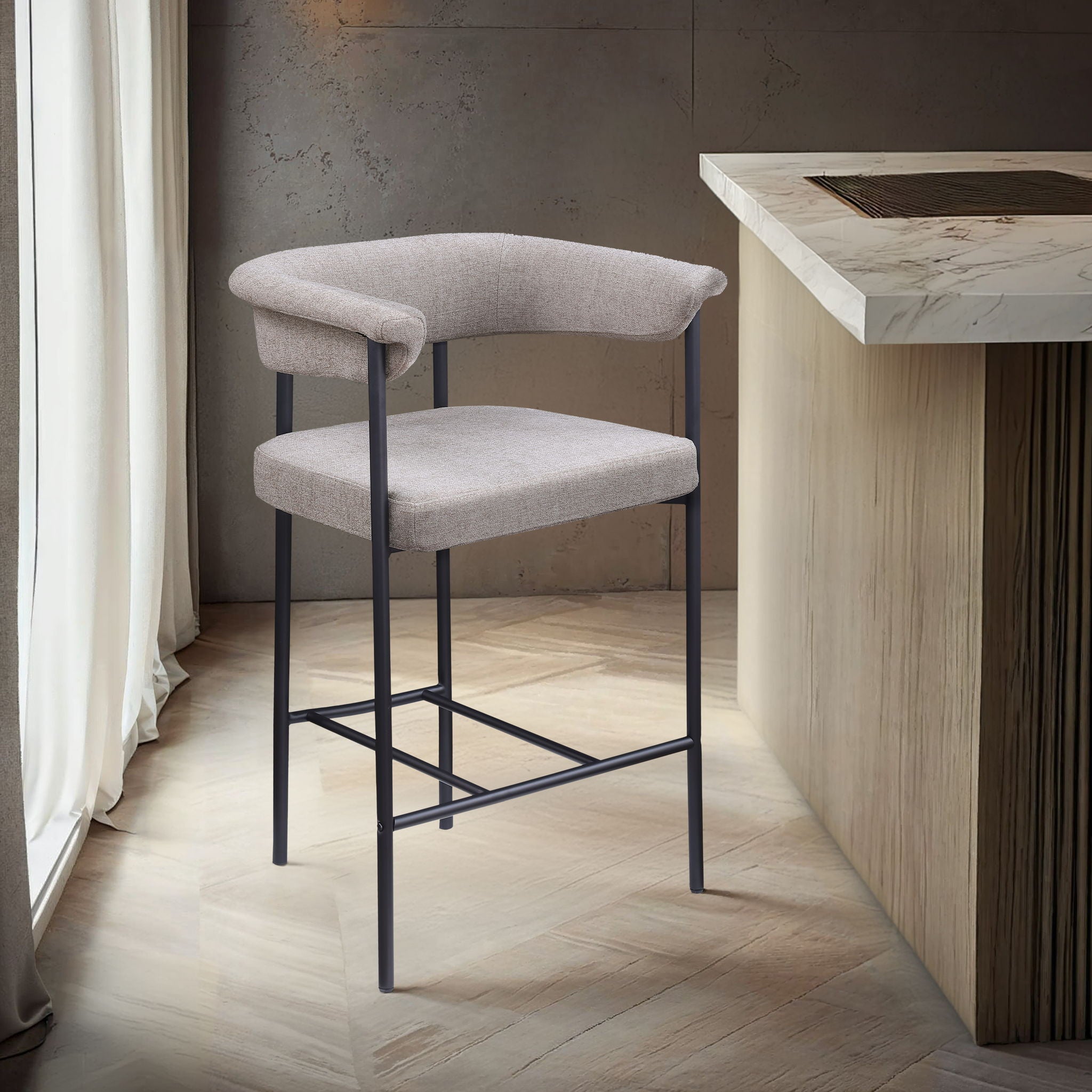 Malin - Linen Counter Stool (Set of 2) - Taupe - Urban Living Furniture (Los Angeles, CA)