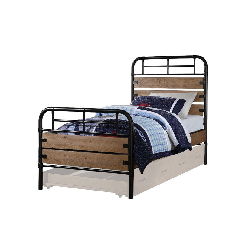 Adams - Twin Bed - Antique Oak & Gunmetal - Urban Living Furniture (Los Angeles, CA)