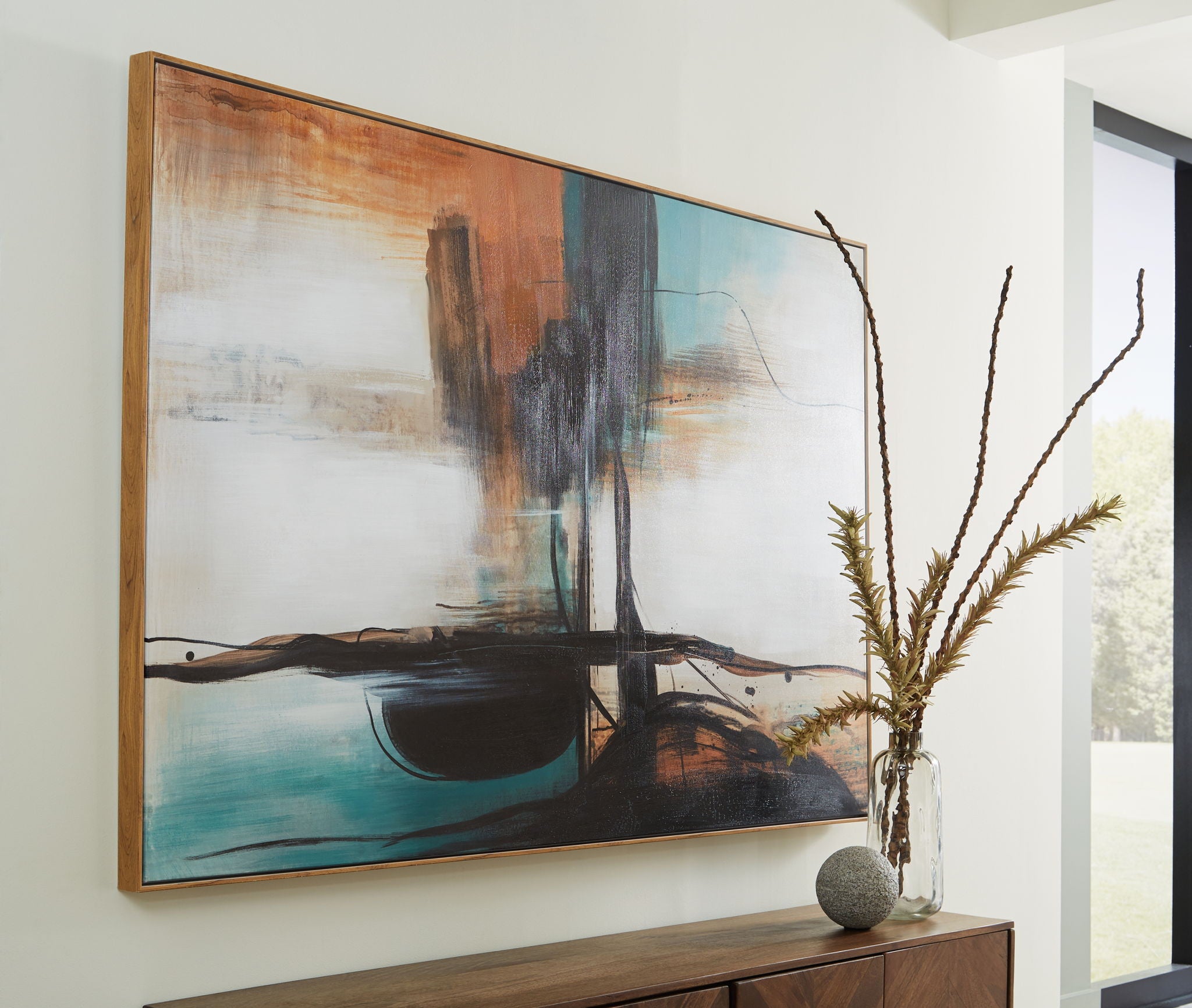 Brunonia - Teal / Orange / Black - Wall Art - Urban Living Furniture (Los Angeles, CA)