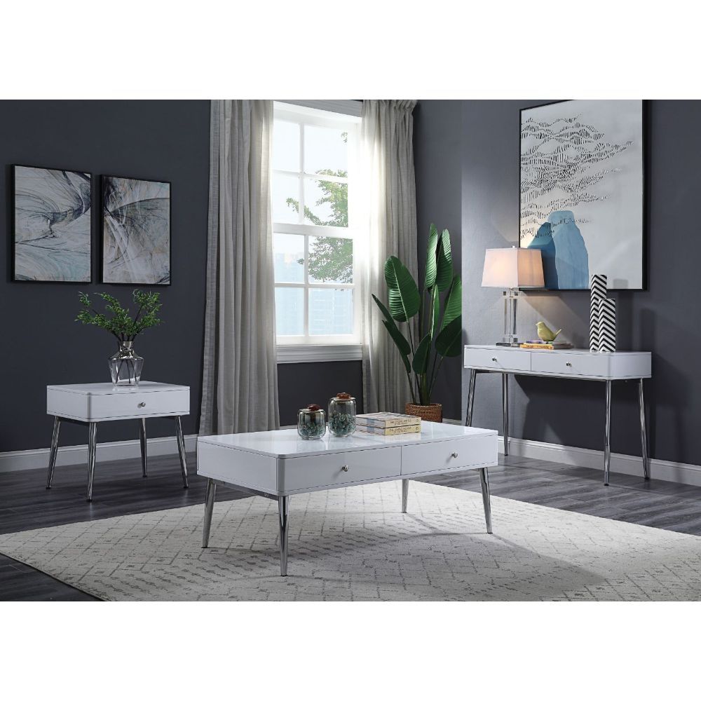 Weizor - Coffee Table - White High Gloss & Chrome - Urban Living Furniture (Los Angeles, CA)
