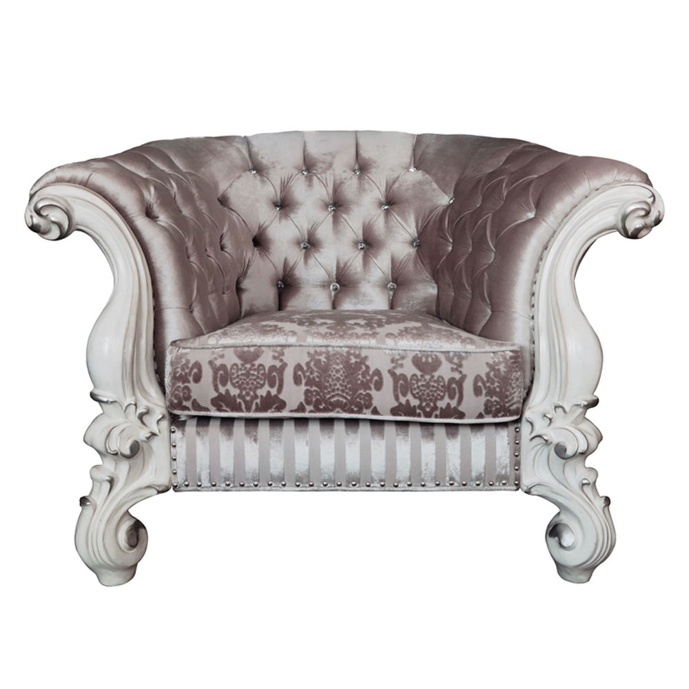 Versailles - Chair With 2 Pillows - Ivory Fabric & Bone White - Urban Living Furniture (Los Angeles, CA)