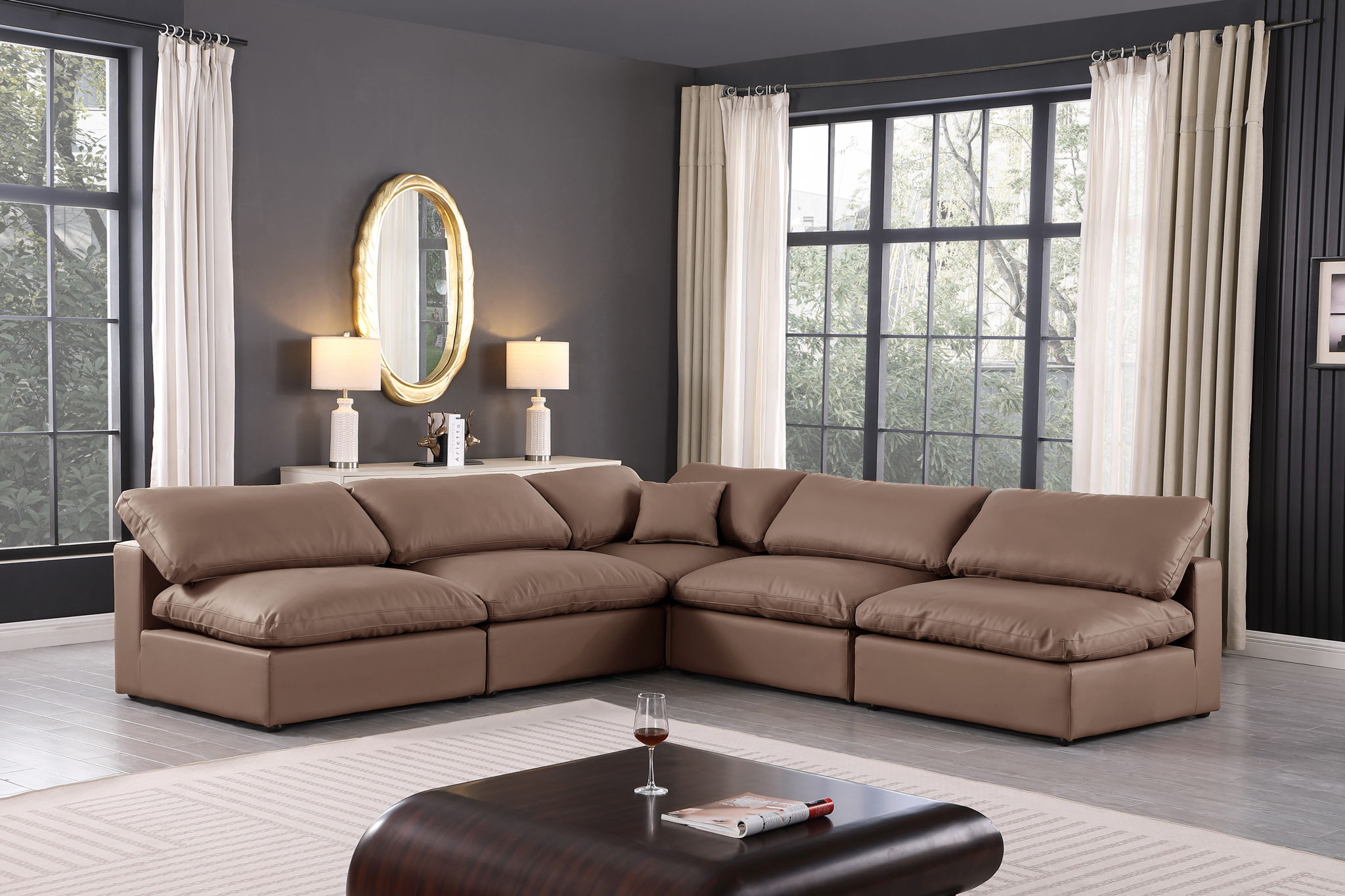 Comfy - 5 Piece Faux Leather Modular Corner Armless Sectional - Urban Living Furniture (Los Angeles, CA)