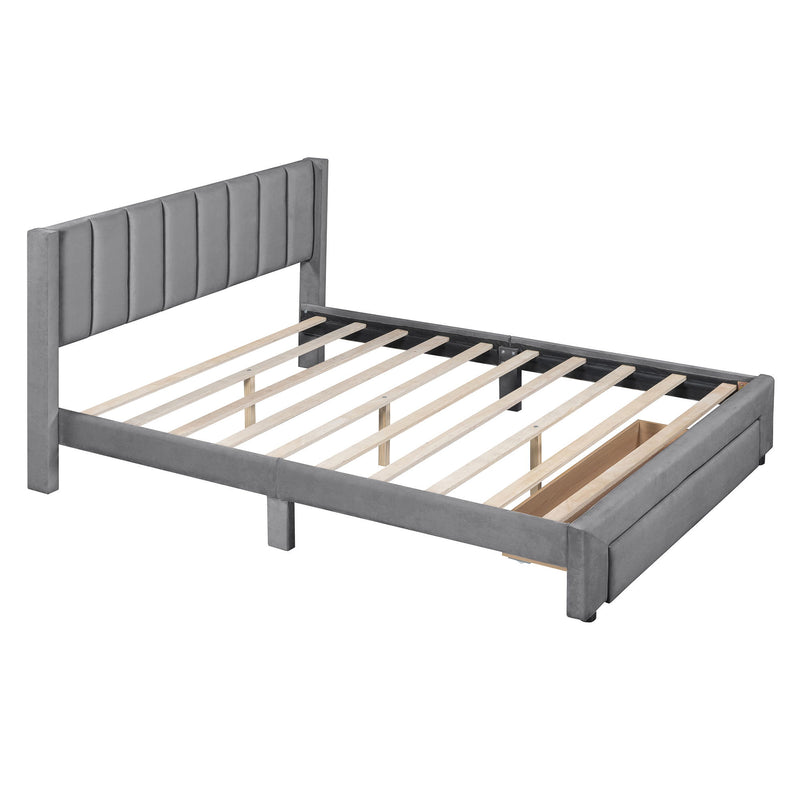 Storage Elegant Upholstered Platform Bed With Drawer