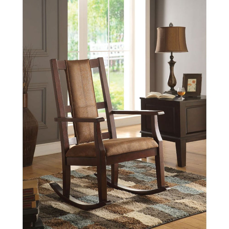 Butsea - Rocking Chair - Brown Fabric & Espresso - Urban Living Furniture (Los Angeles, CA)