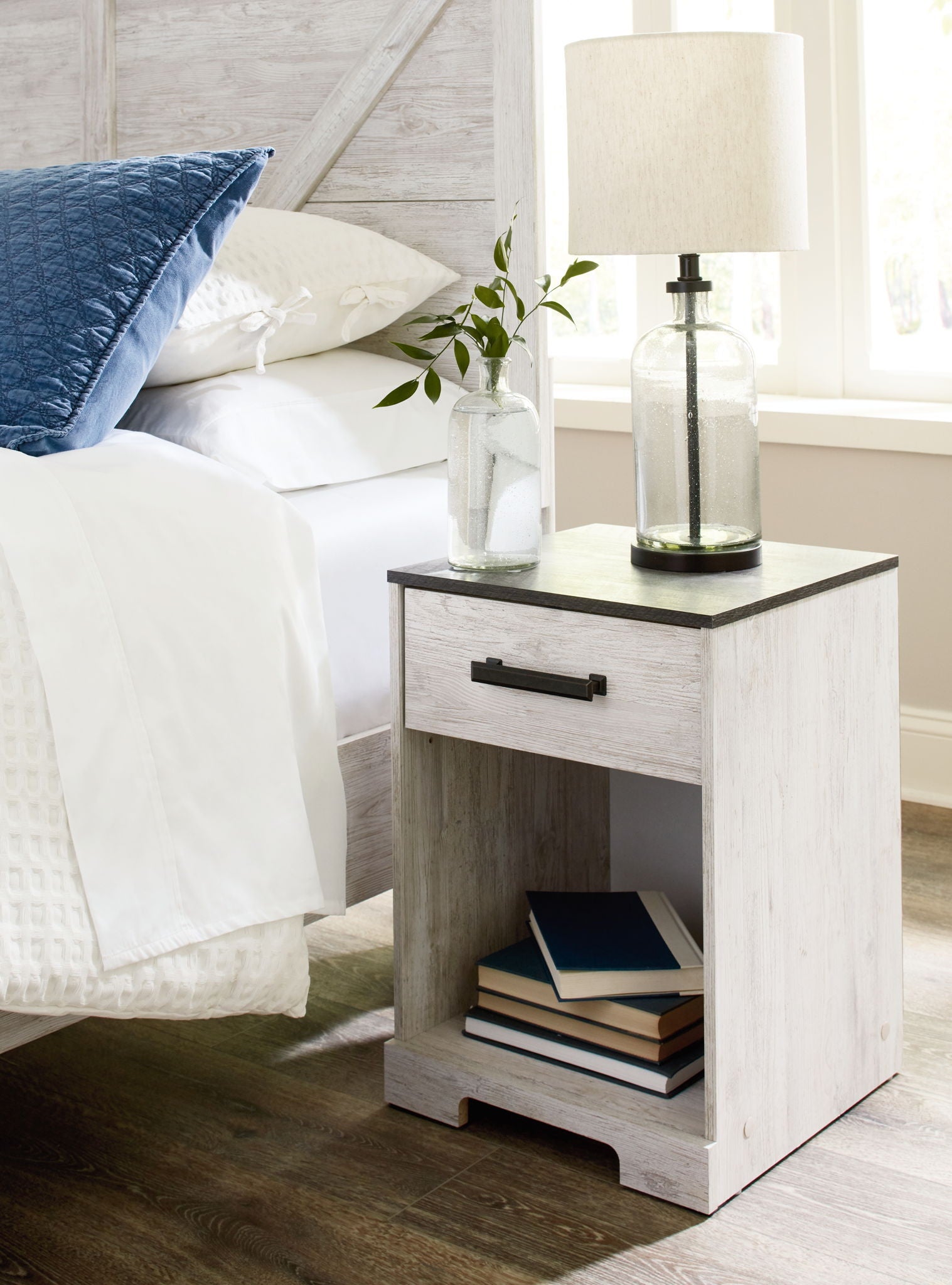 Shawburn - White / Black / Gray - One Drawer Night Stand - Open Cubby - Urban Living Furniture (Los Angeles, CA)