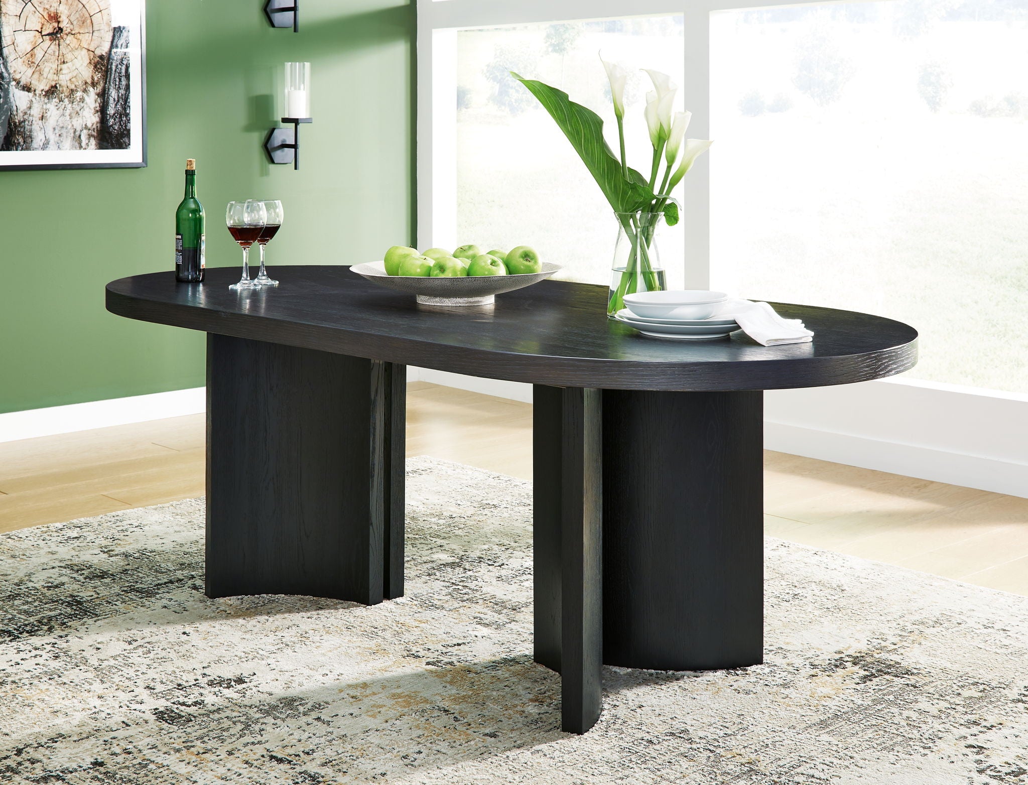 Rowanbeck - Black - Oval Dining Room Table - Urban Living Furniture (Los Angeles, CA)