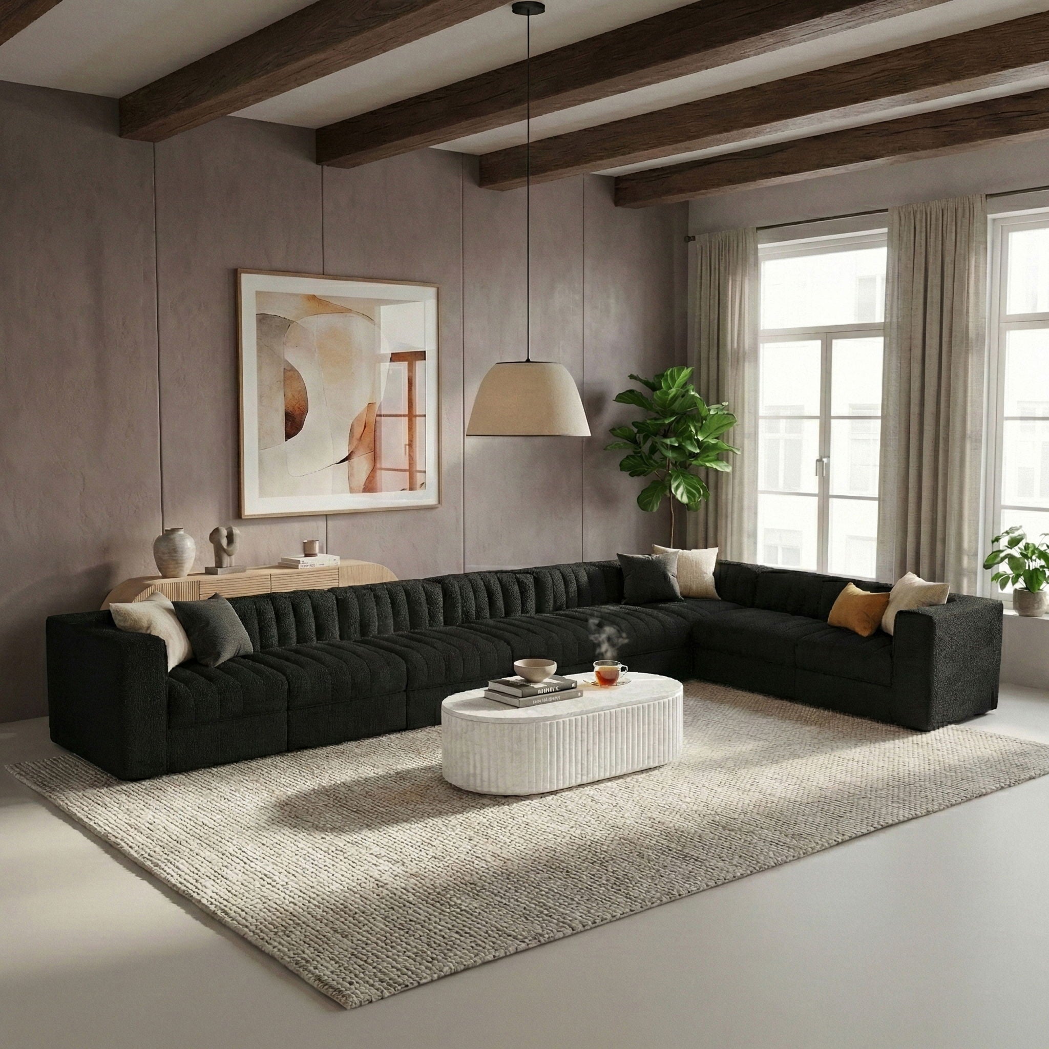 Rummi - Velvet Performance Fabric Upholstered 8 Piece Modular Sectional (With 3 Corner Chairs) - Urban Living Furniture (Los Angeles, CA)