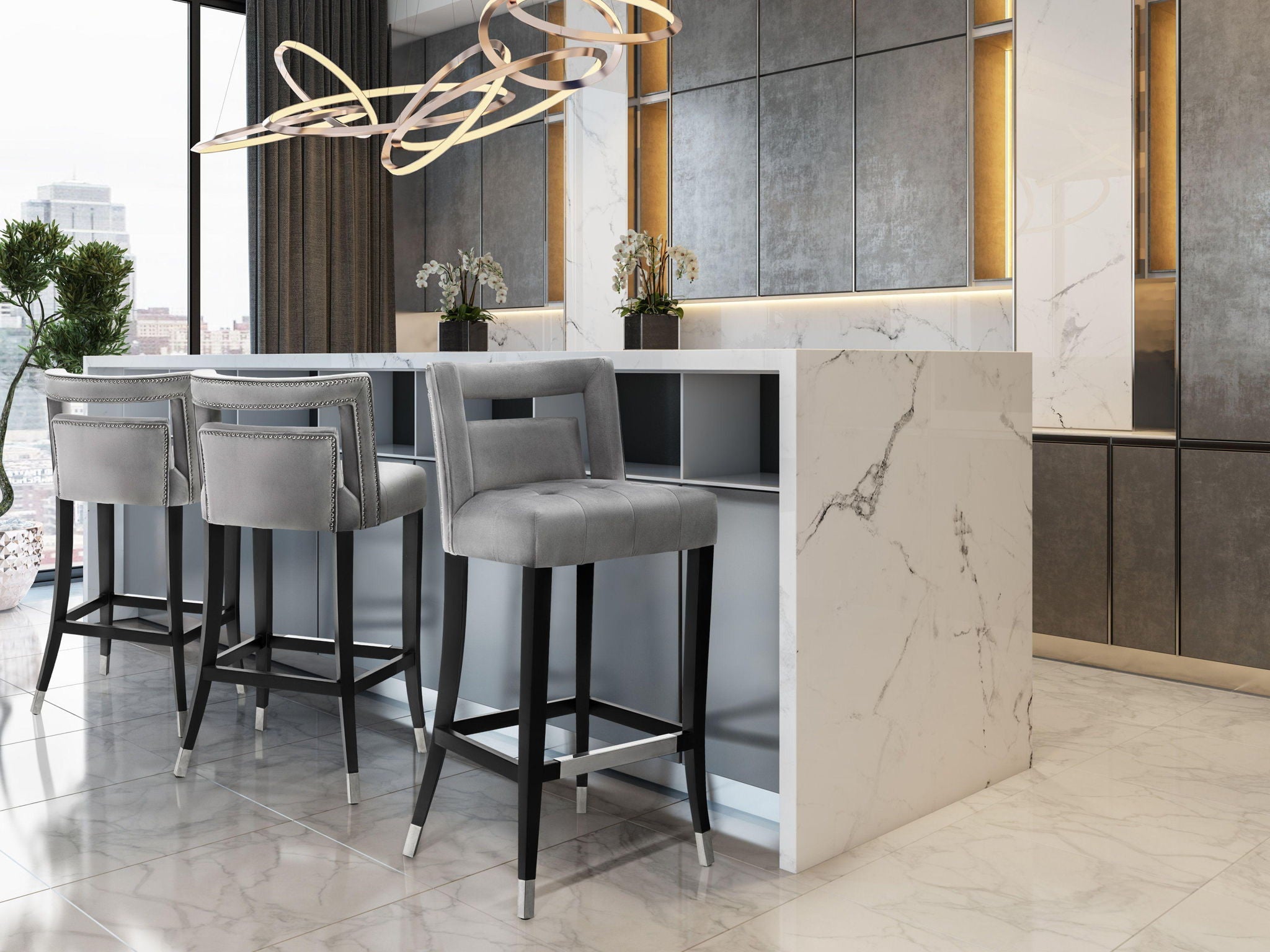 Hart - Velvet Stool - Urban Living Furniture (Los Angeles, CA)