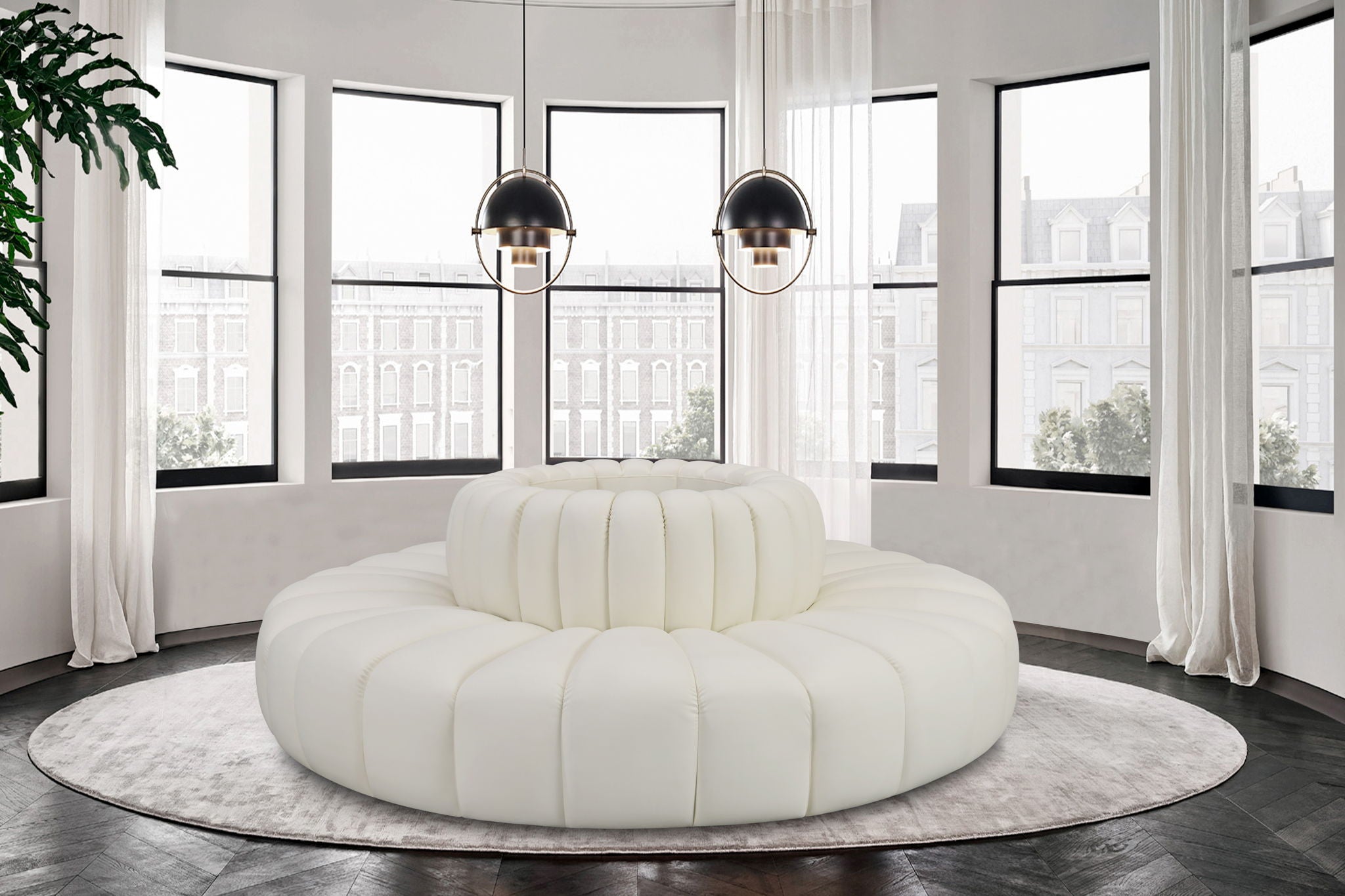 Arc - Faux Leather 8 Piece Round Modular Sofa