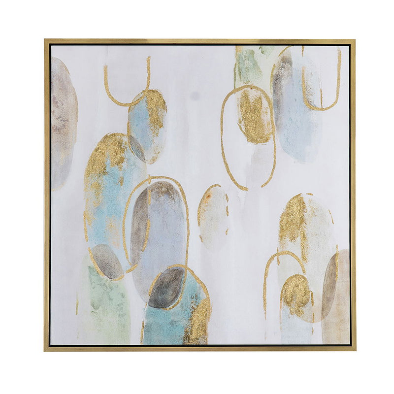 Modern Oil Painting, Square Framed Wall Art For Living Room Dining Room - Multicolor