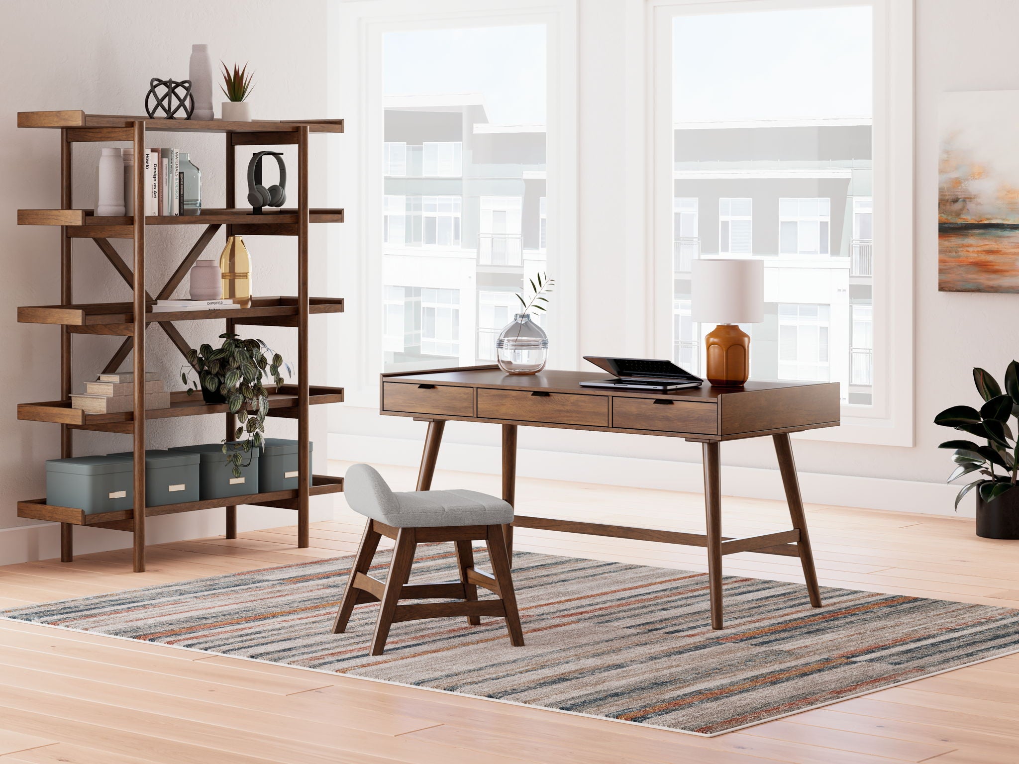 Lyncott - 3 Pc. - Home Office Desk, Chair, Bookcase - Brown - Urban Living Furniture (Los Angeles, CA)