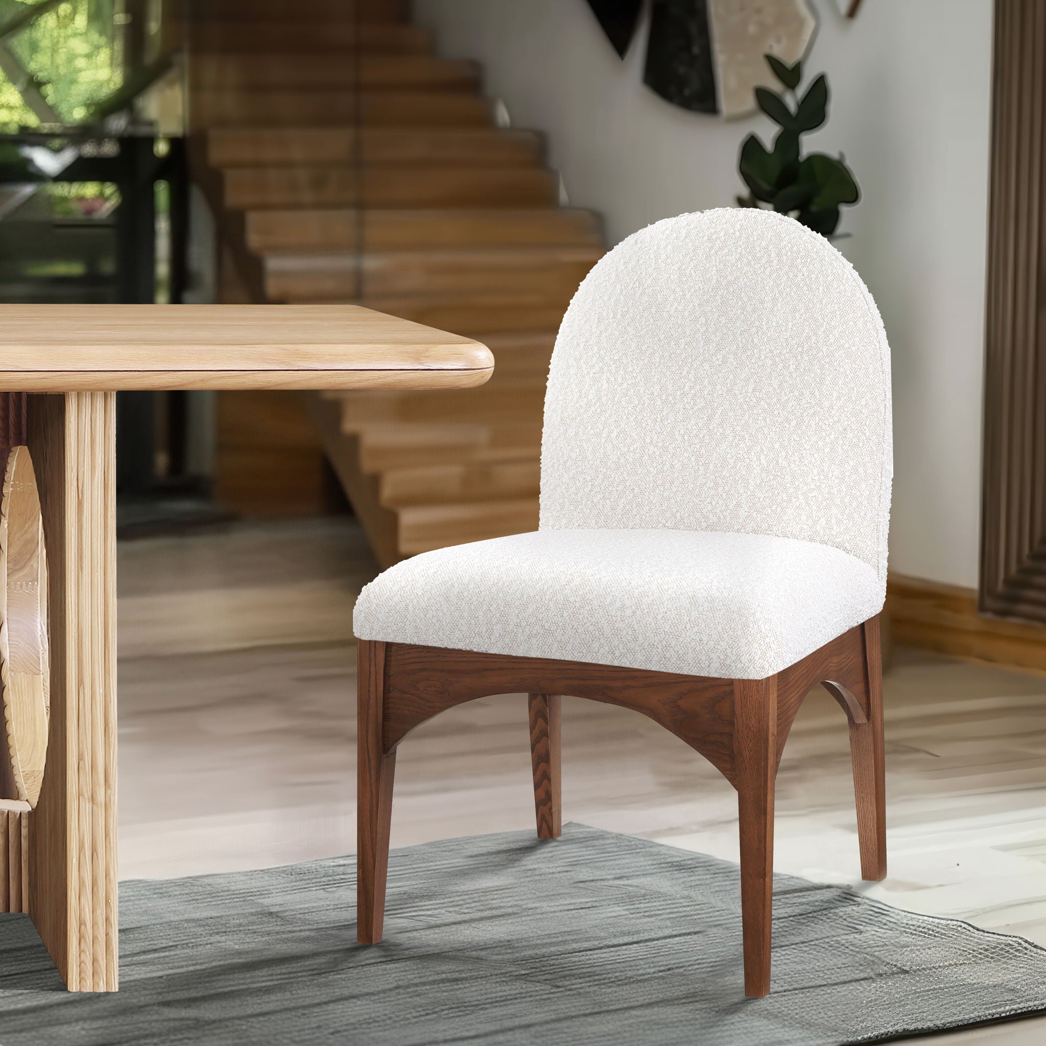 Waldorf - Boucle Dining Side Chair With Brown Legs - Urban Living Furniture (Los Angeles, CA)