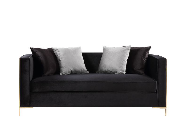 Fergal - Loveseat - Black Velvet & Gold Finish - Urban Living Furniture (Los Angeles, CA)