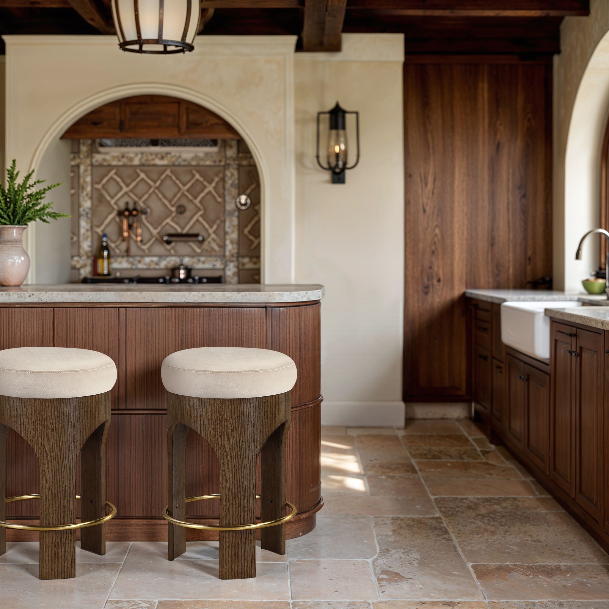 Bocceli - Counter Stool - Brown Base