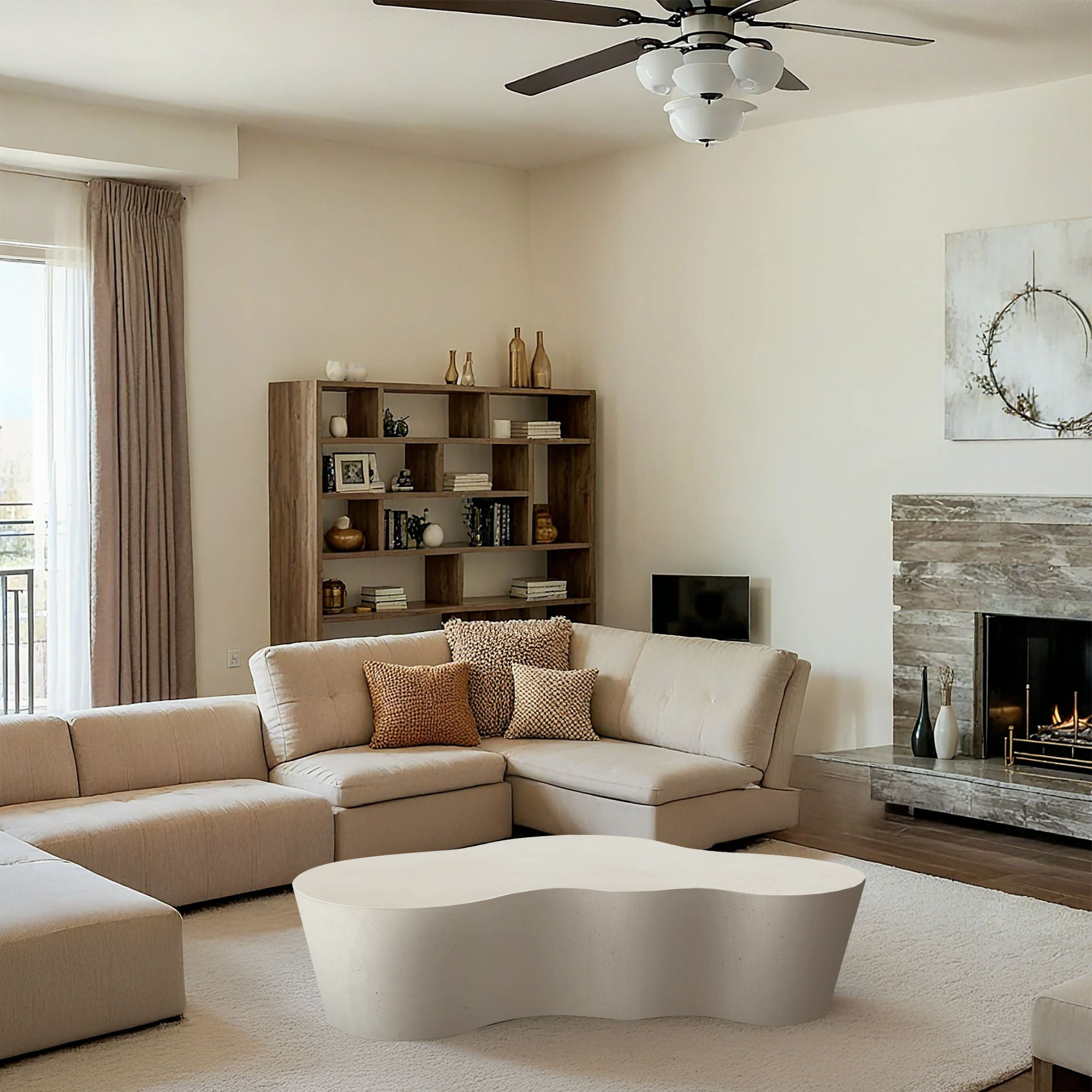 Monza - Concrete And Fiberglass Indoor / Outdoor Coffee Table - Cream - Urban Living Furniture (Los Angeles, CA)