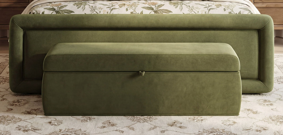 Hartford Summit - Upholstered Storage Bench - Moss