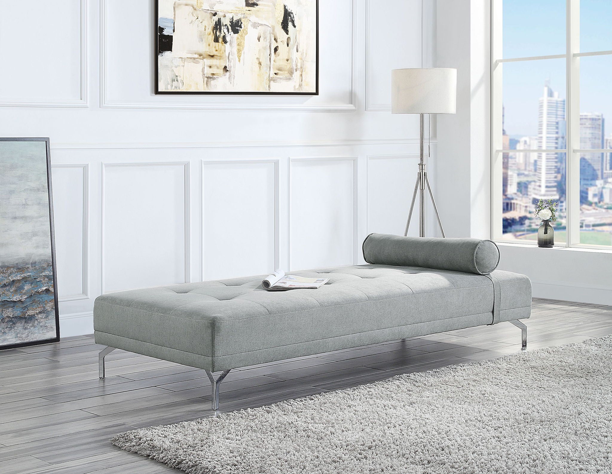 Quenti - Sofa Bed With Pillow - Gray Melange Velvet - Urban Living Furniture (Los Angeles, CA)