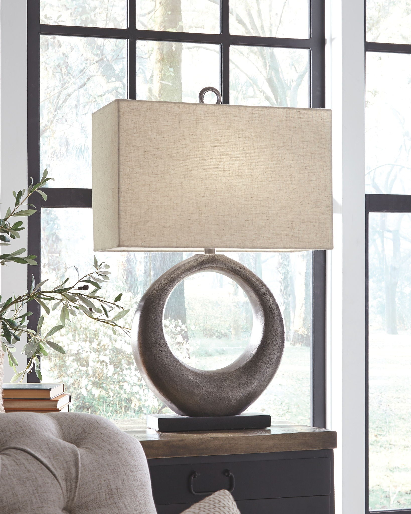 Saria - Antique Silver Finish - Metal Table Lamp - Urban Living Furniture (Los Angeles, CA)