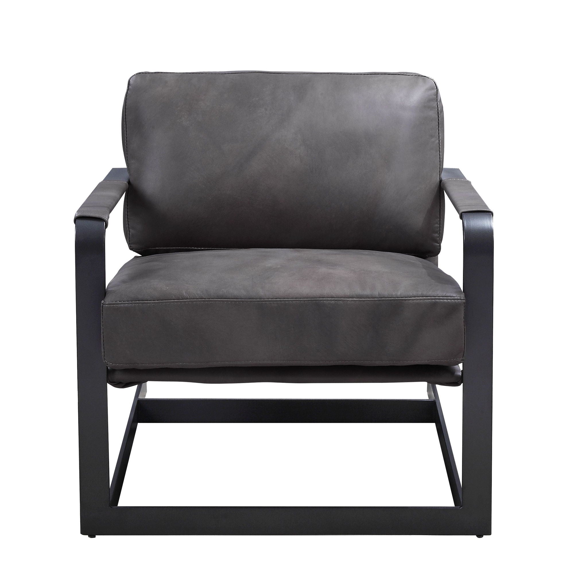 Locnos - Accent Chair - Gray Top Grain Leather & Black - Urban Living Furniture (Los Angeles, CA)