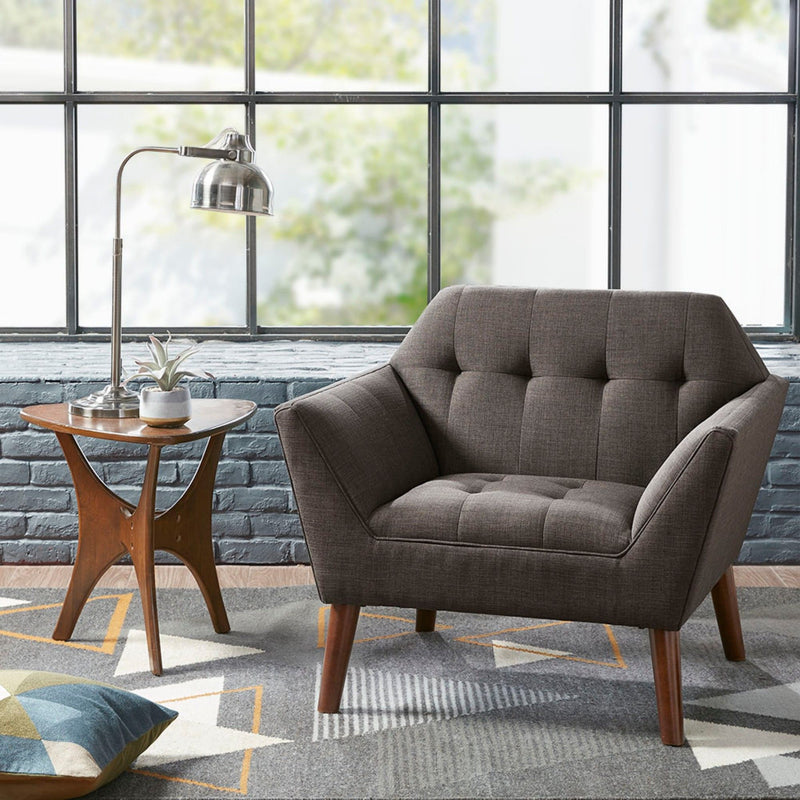 Mid-Century Modern Lounge Chair With Button Tufting