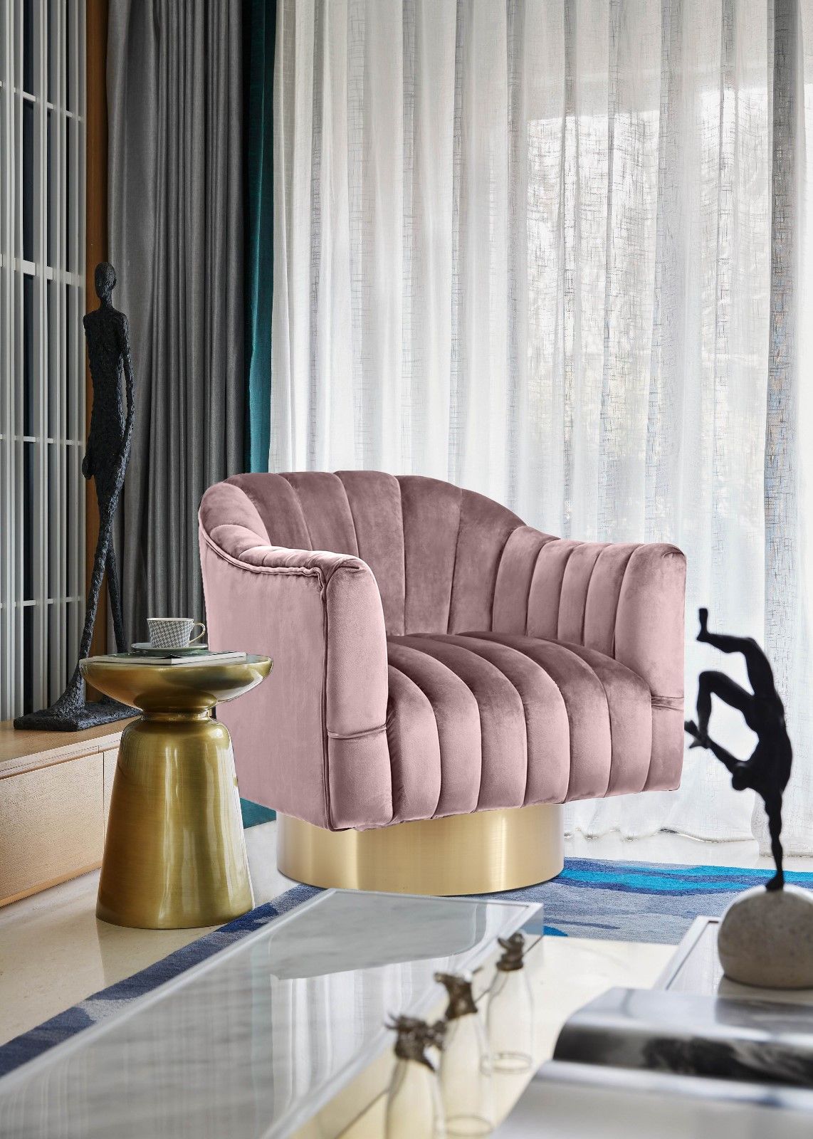 Farrah - Accent Chair with Gold Base - Urban Living Furniture (Los Angeles, CA)