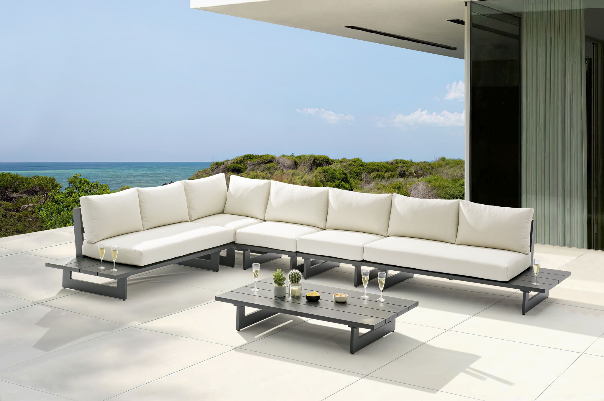Maldives - 5 Piece Water Resistant Outdoor Patio Modular Sectional With Gray Base - Urban Living Furniture (Los Angeles, CA)