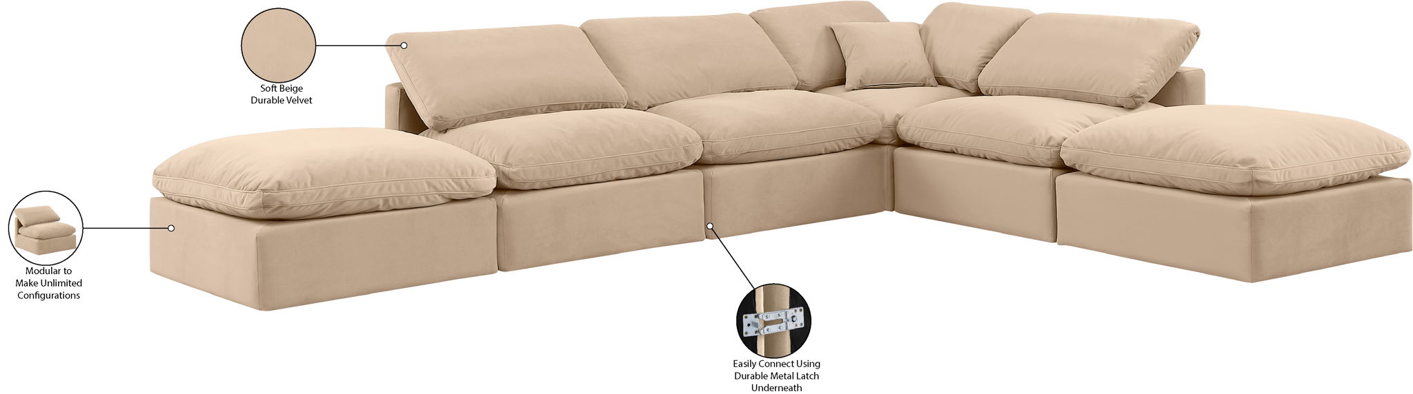 Indulge - Velvet 6 Piece Modular Armless Sectional - Urban Living Furniture (Los Angeles, CA)