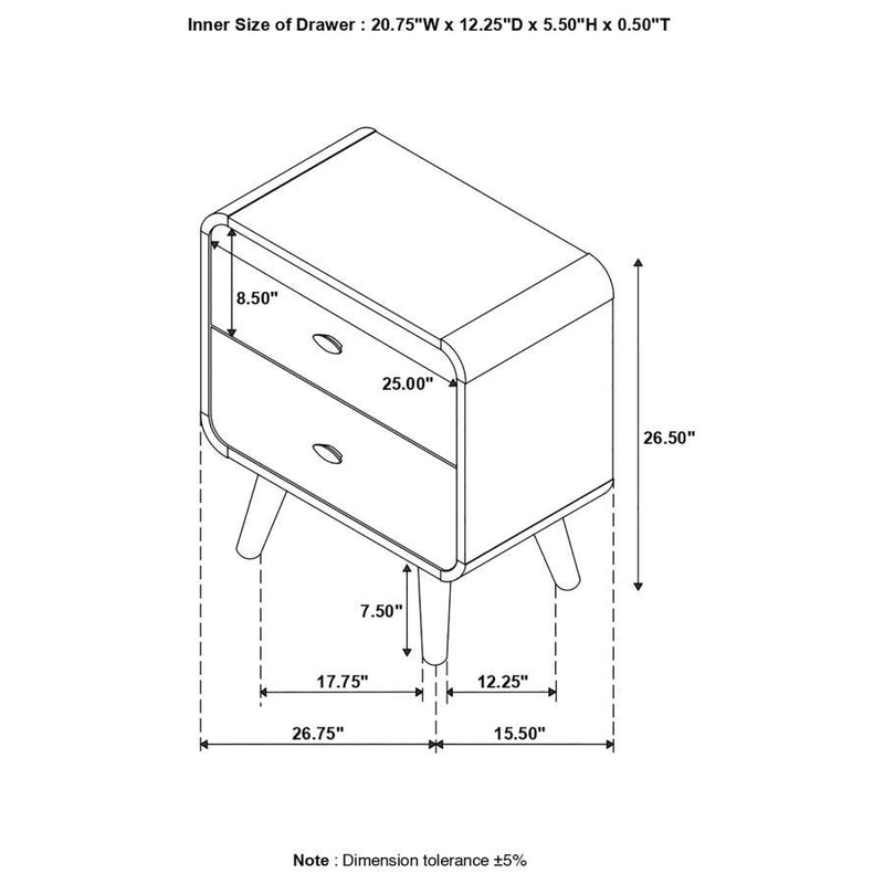 Robyn - 2-Drawer Nightstand