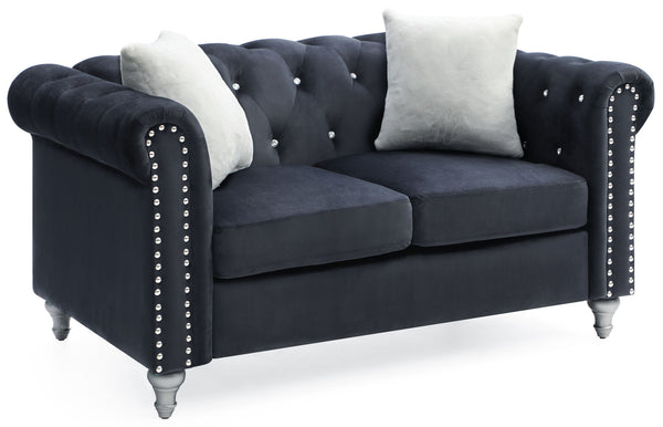 Stylish Contemporary Loveseat - Black