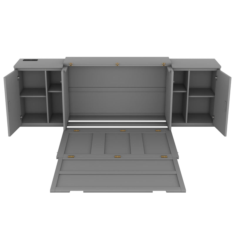 Murphy Bed With Shelves, Cabinets And USB Ports