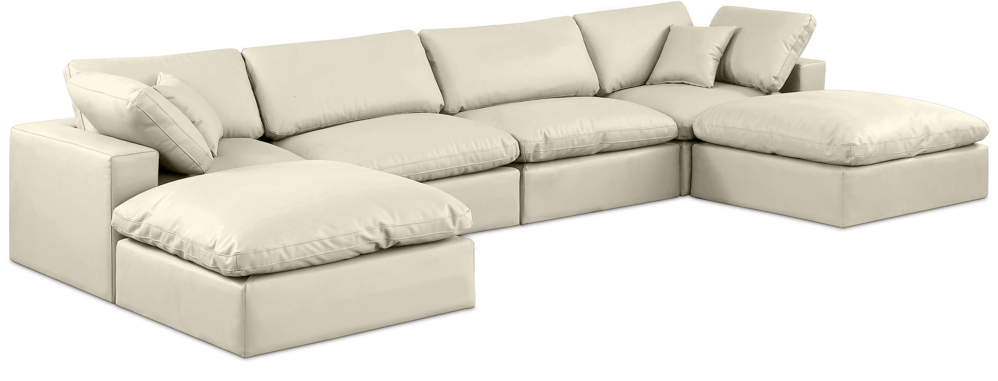 Comfy - 6 Piece Faux Leather Modular Double Chaise Sectional - Urban Living Furniture (Los Angeles, CA)