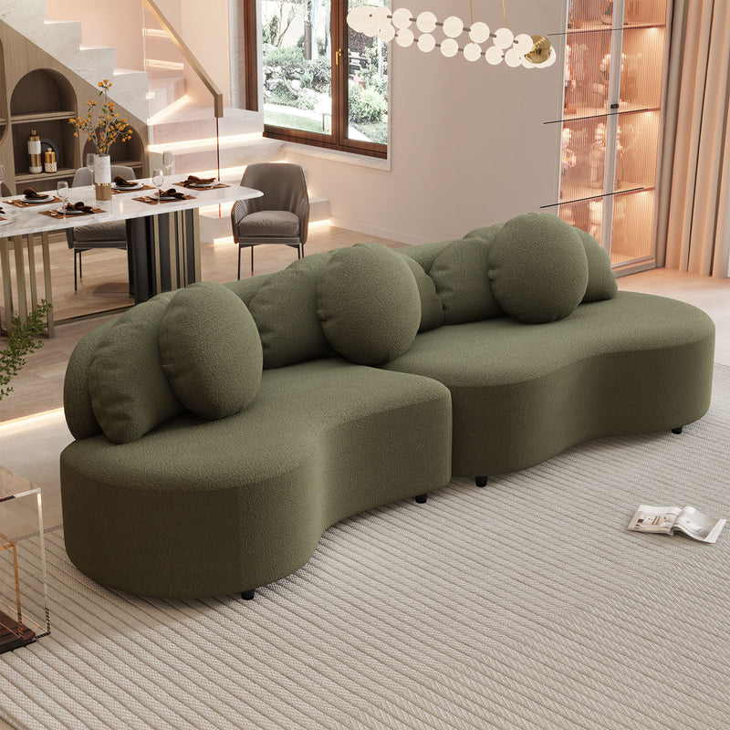 Modern Living Room Sofa Lamb Velvet Upholstered For Home