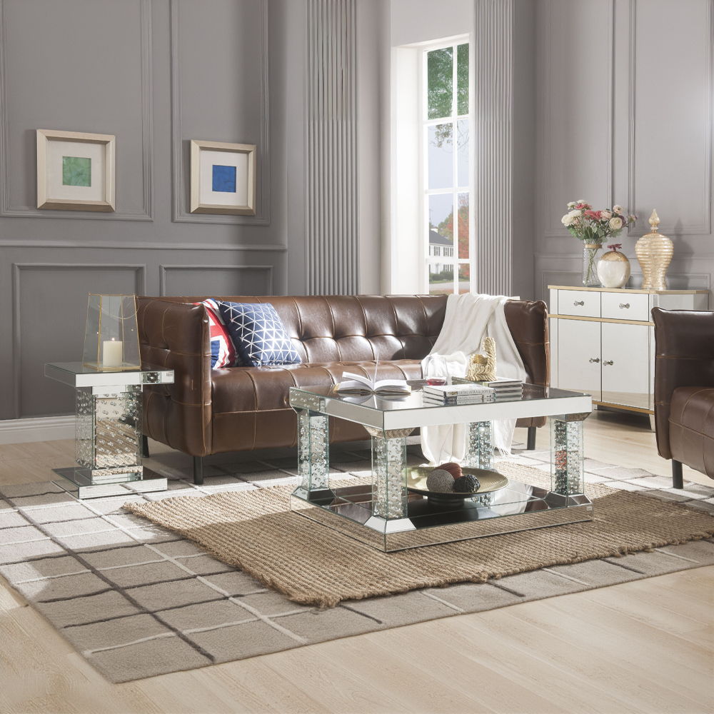 Nysa - Coffee Table - Mirrored & Faux Crystals - Glass - 19" - Urban Living Furniture (Los Angeles, CA)