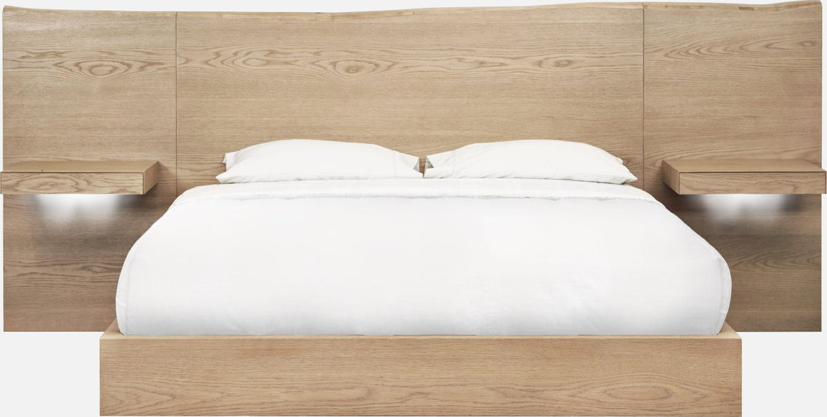 One - Coastal Modern Live Edge Wall Bed With Floating Nightstands