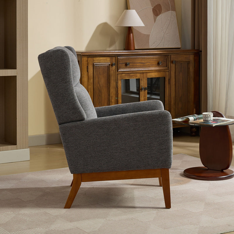 Wide Modern Accent Chair With Wood Legs For Living Room