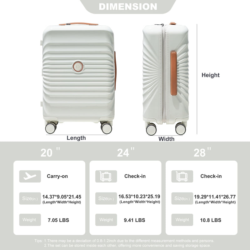 20" Carry On Luggage Lightweight Suitcase Tsa Lock, USB Port, Spinner Wheels