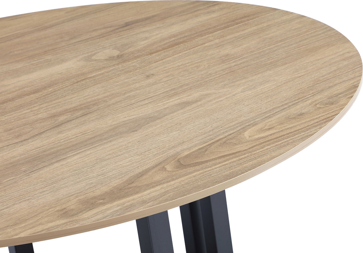 Ceo - Wood Pattern Round Sintered Stone Dining Table - Gunmetal And Washed Oak