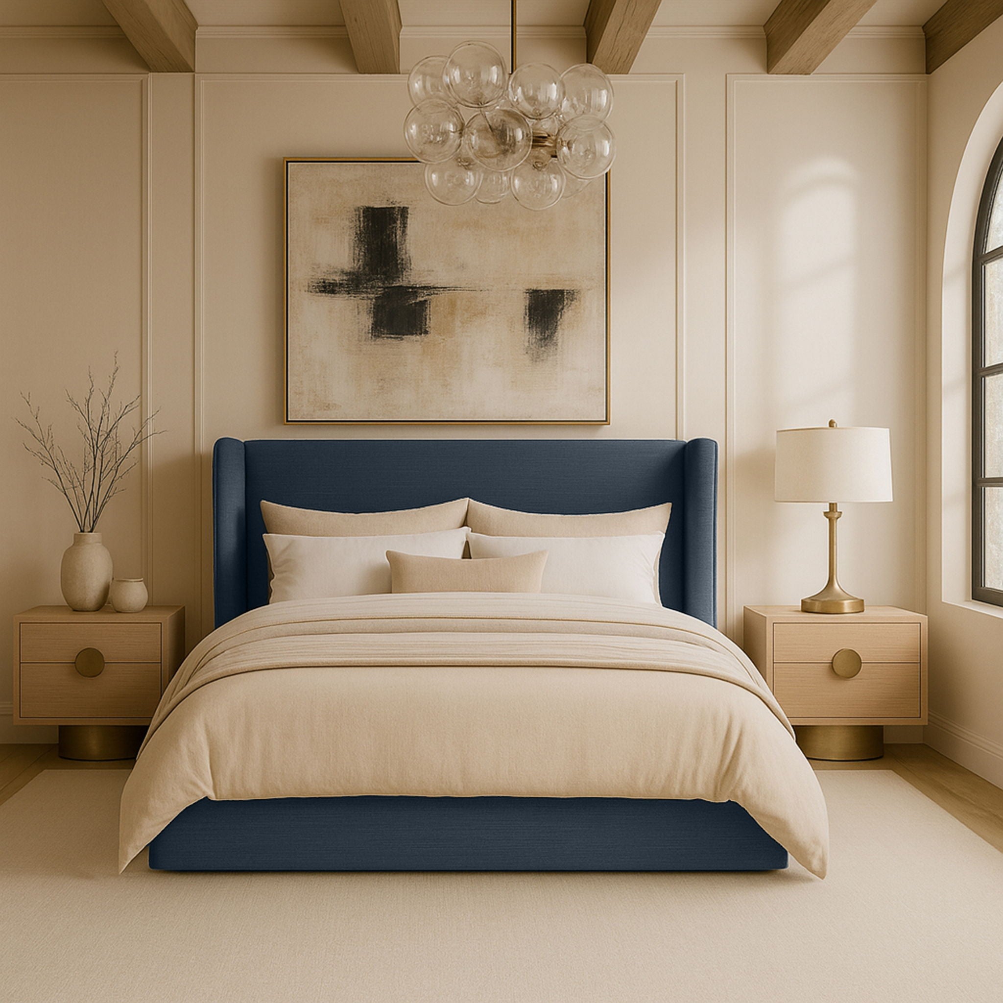 Kendall - Linen Textured Fabric Upholstered Bed - Urban Living Furniture (Los Angeles, CA)