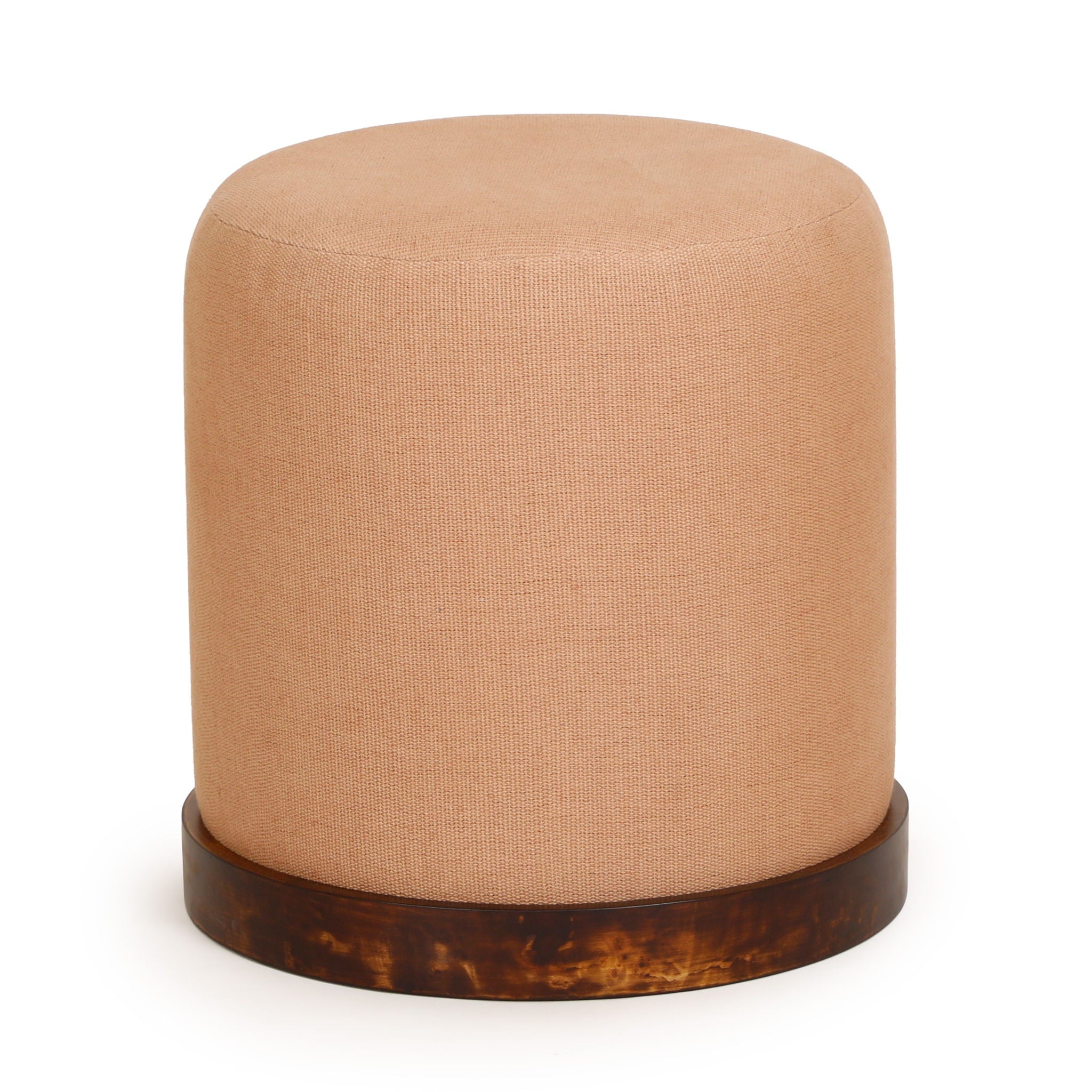 Como - Burl and Cotton Jute Designer Accent Stool - Peach - Urban Living Furniture (Los Angeles, CA)