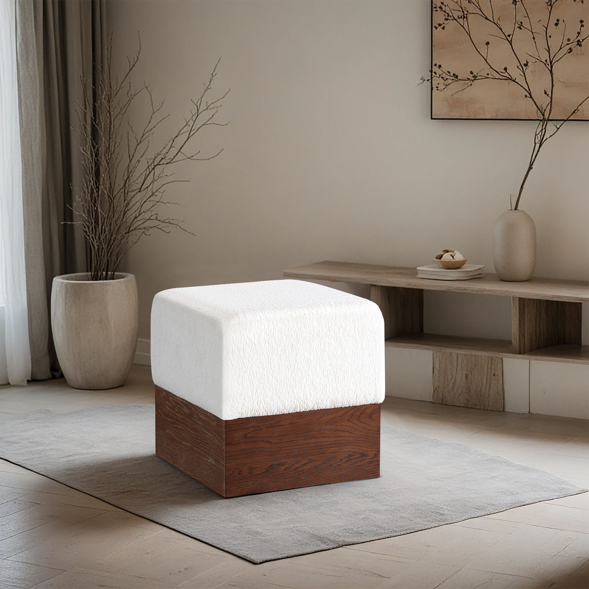 Havre - Ottoman / Stool With Brown Base - Urban Living Furniture (Los Angeles, CA)