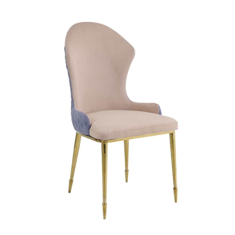 Caolan - Side Chair (Set of 2) - Tan, Lavender Fabric & Gold - Urban Living Furniture (Los Angeles, CA)