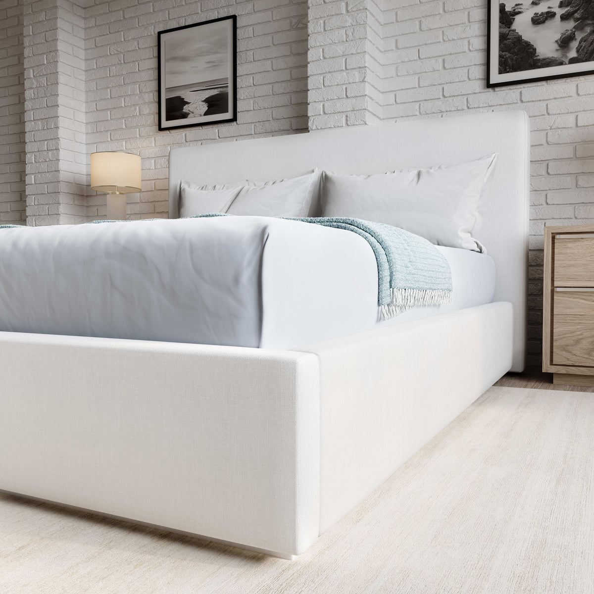 One - Full Upholstered Footboard Storage Bed - Pearl (2026)