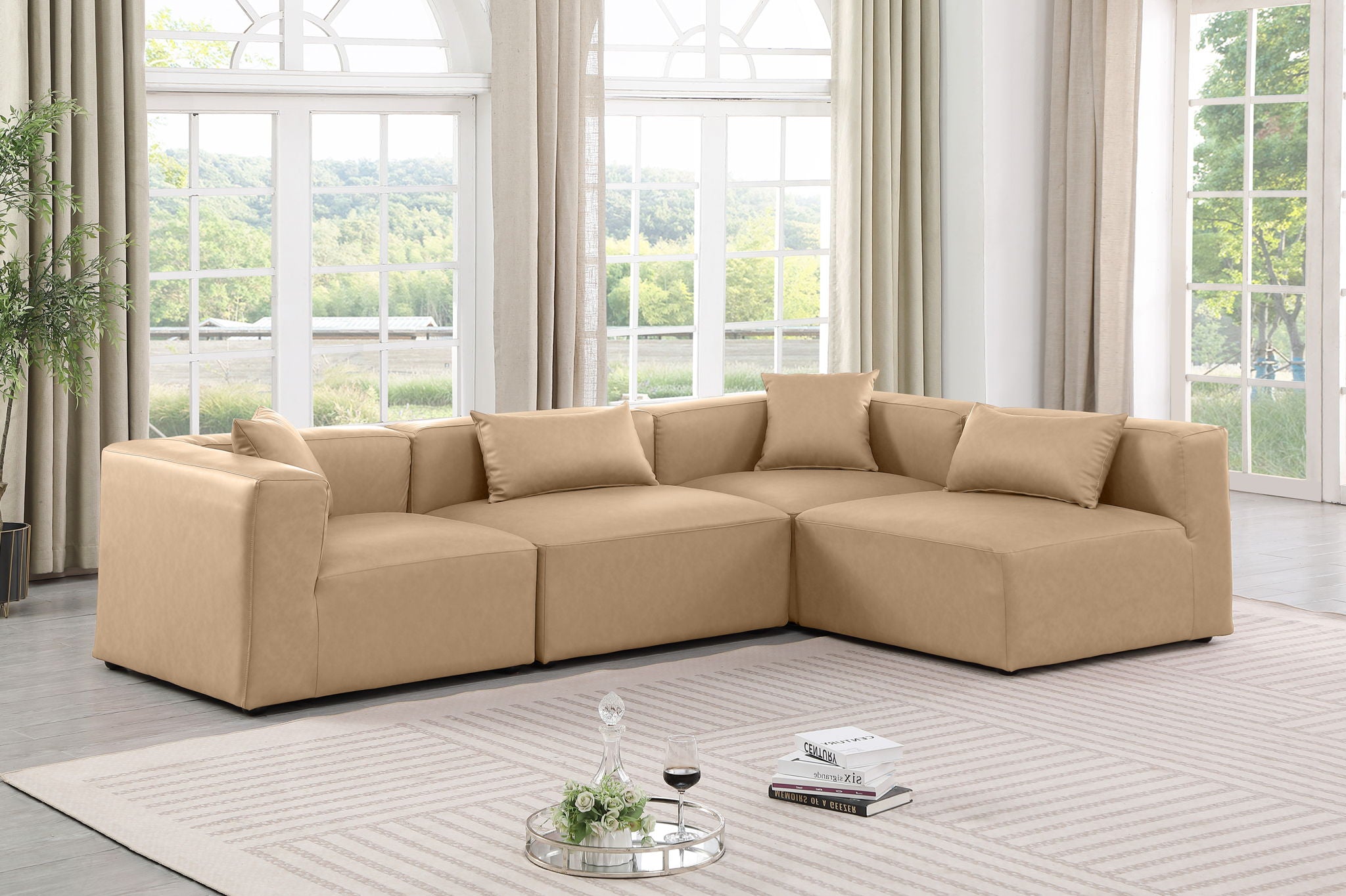 Cube - 4 Piece Modular Corner Sectional - Tan - Urban Living Furniture (Los Angeles, CA)