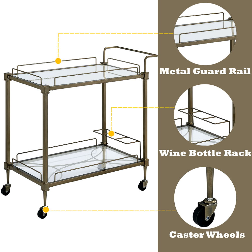 Aditya - Serving Cart - Mirrored & Antique Brass - Urban Living Furniture (Los Angeles, CA)