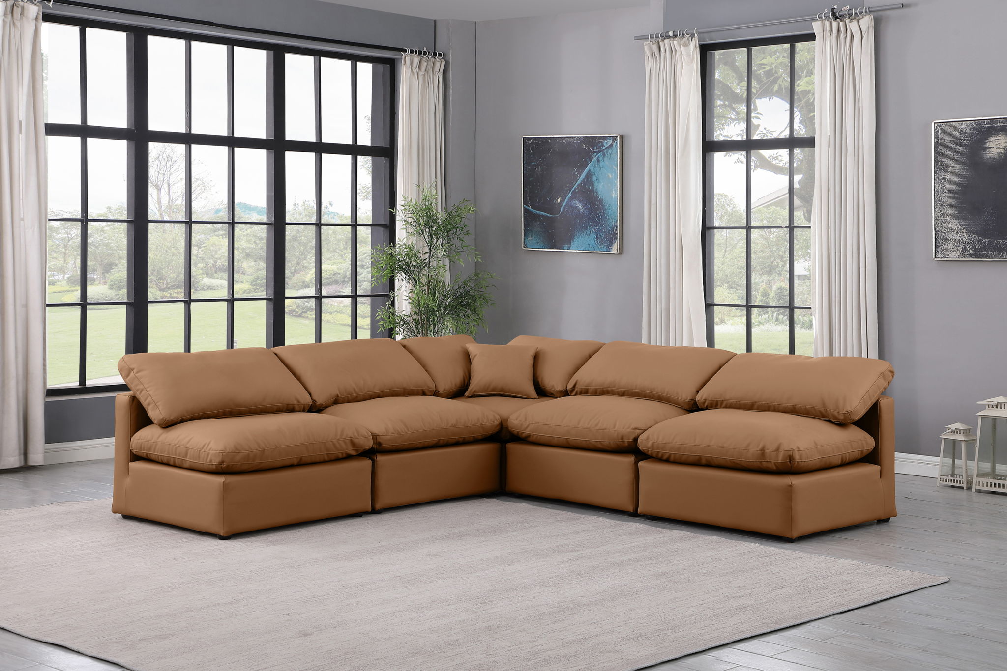 Indulge - Faux Leather 5 Piece Modular Corner Armless Sectional - Urban Living Furniture (Los Angeles, CA)