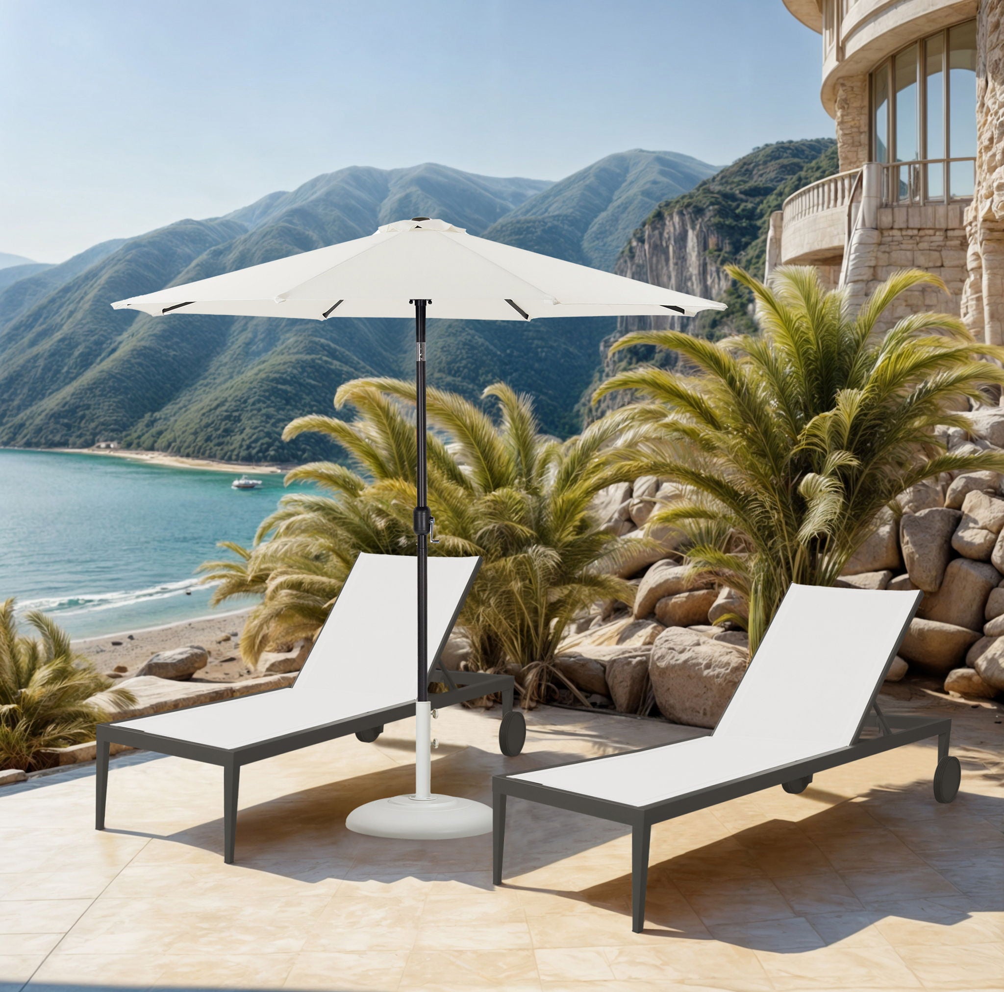 Fiji - Aluminum Patio Umbrella With Round White And Black Base - Urban Living Furniture (Los Angeles, CA)