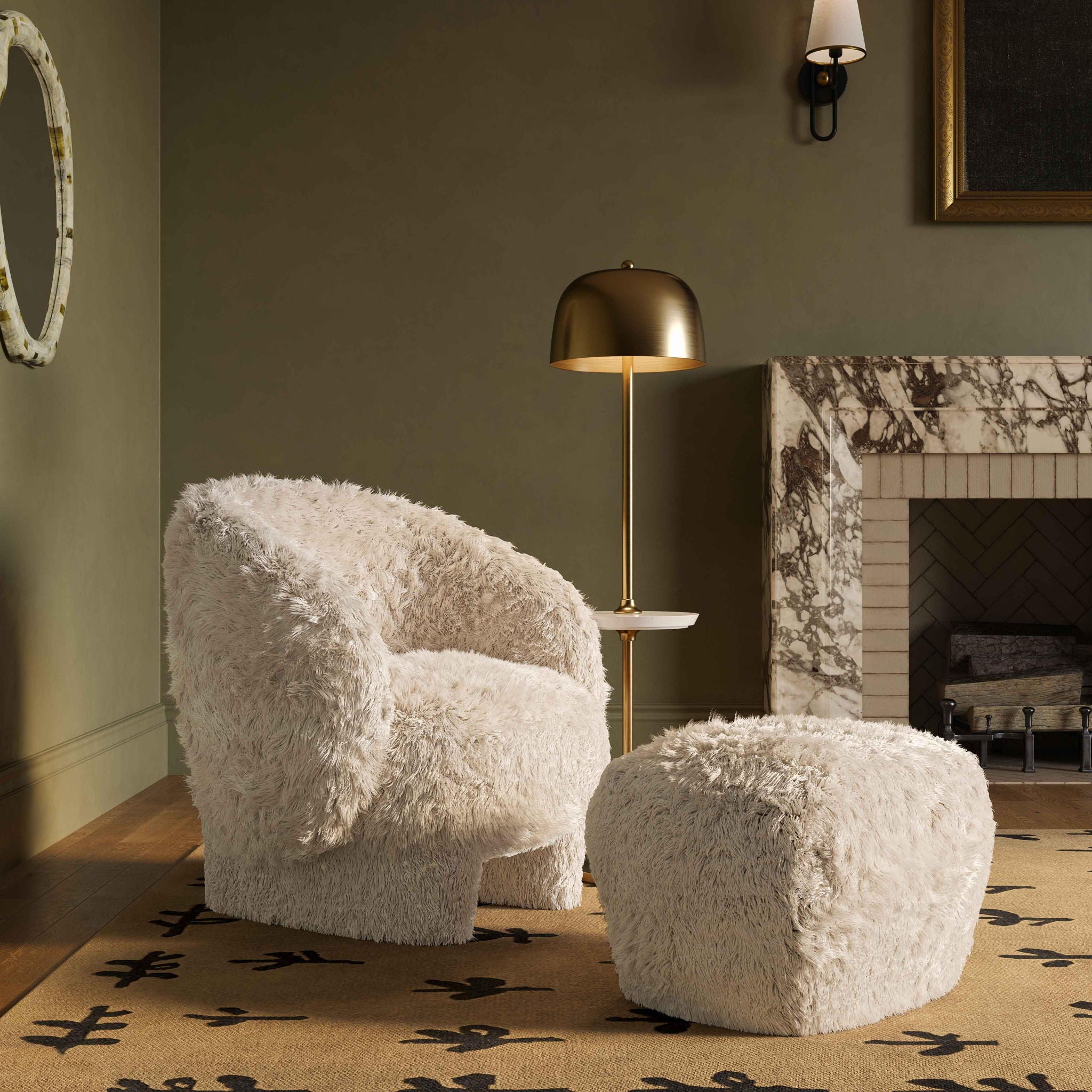 Britt - Vegan Shearling Ottoman - Urban Living Furniture (Los Angeles, CA)