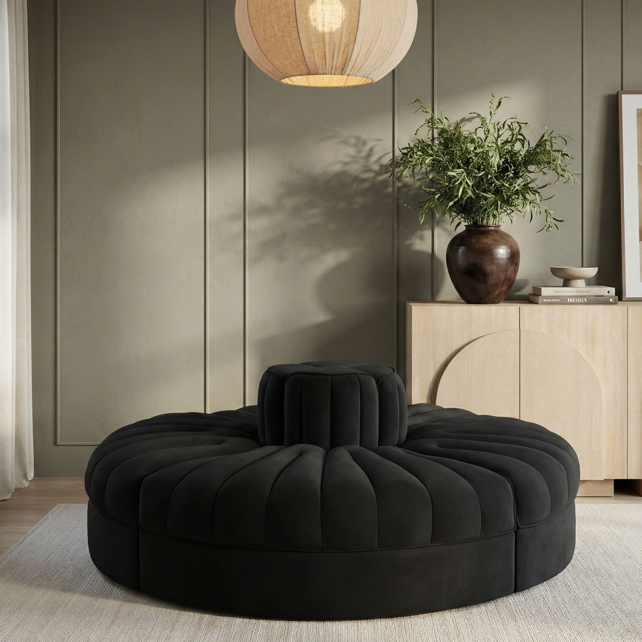 Rummi - Round Velvet Performance Fabric Upholstered 4 Piece Modular Sofa - Urban Living Furniture (Los Angeles, CA)
