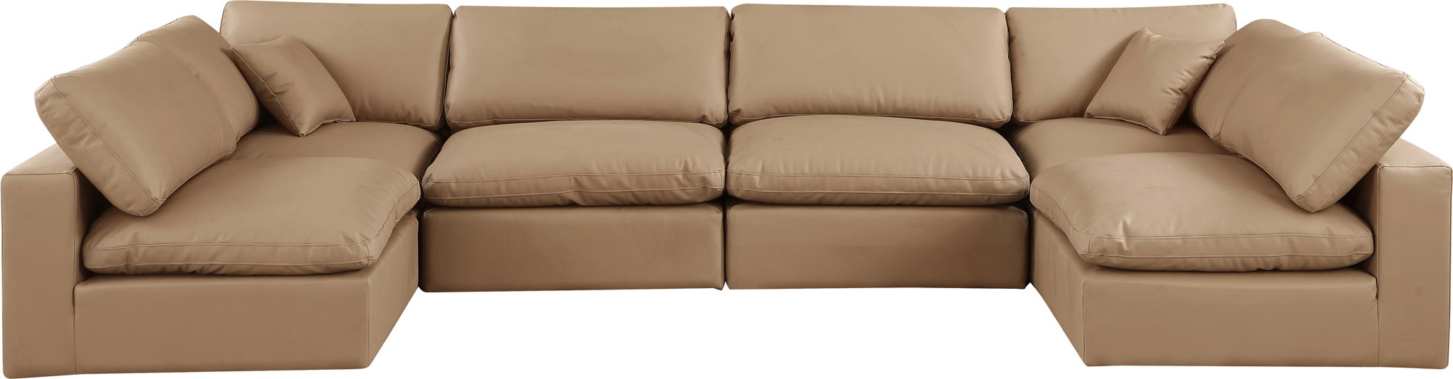 Comfy - 6 Piece Faux Leather Modular Armless Sectional - Tan - Urban Living Furniture (Los Angeles, CA)